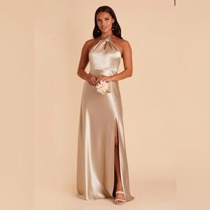 NWT Birdy Grey Monica size small neutral champagne shiny satin gold bridesmaid